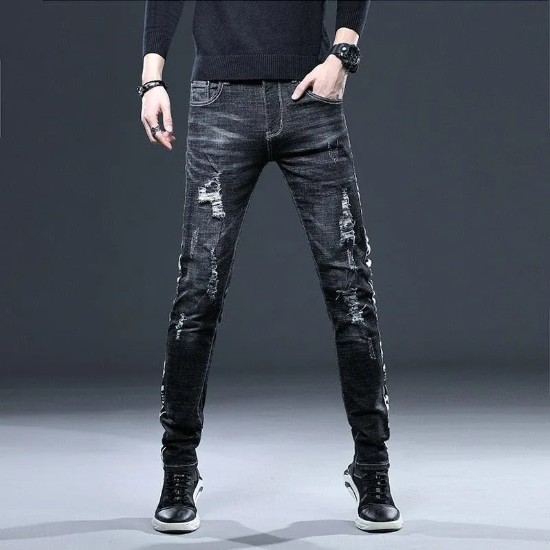 Men’s High Quality Retro Black Denim Pants
