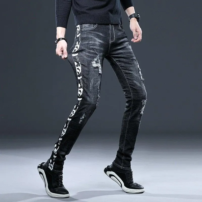 Men’s High Quality Retro Black Denim Pants