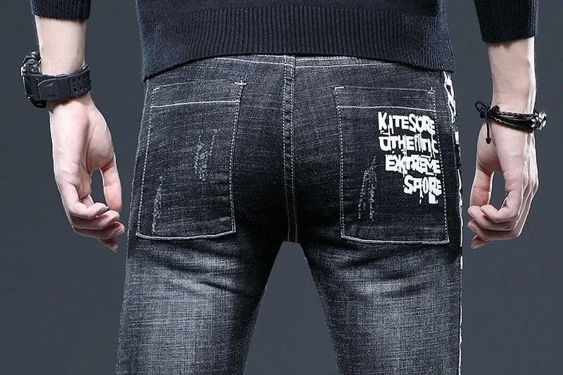 Men’s High Quality Retro Black Denim Pants