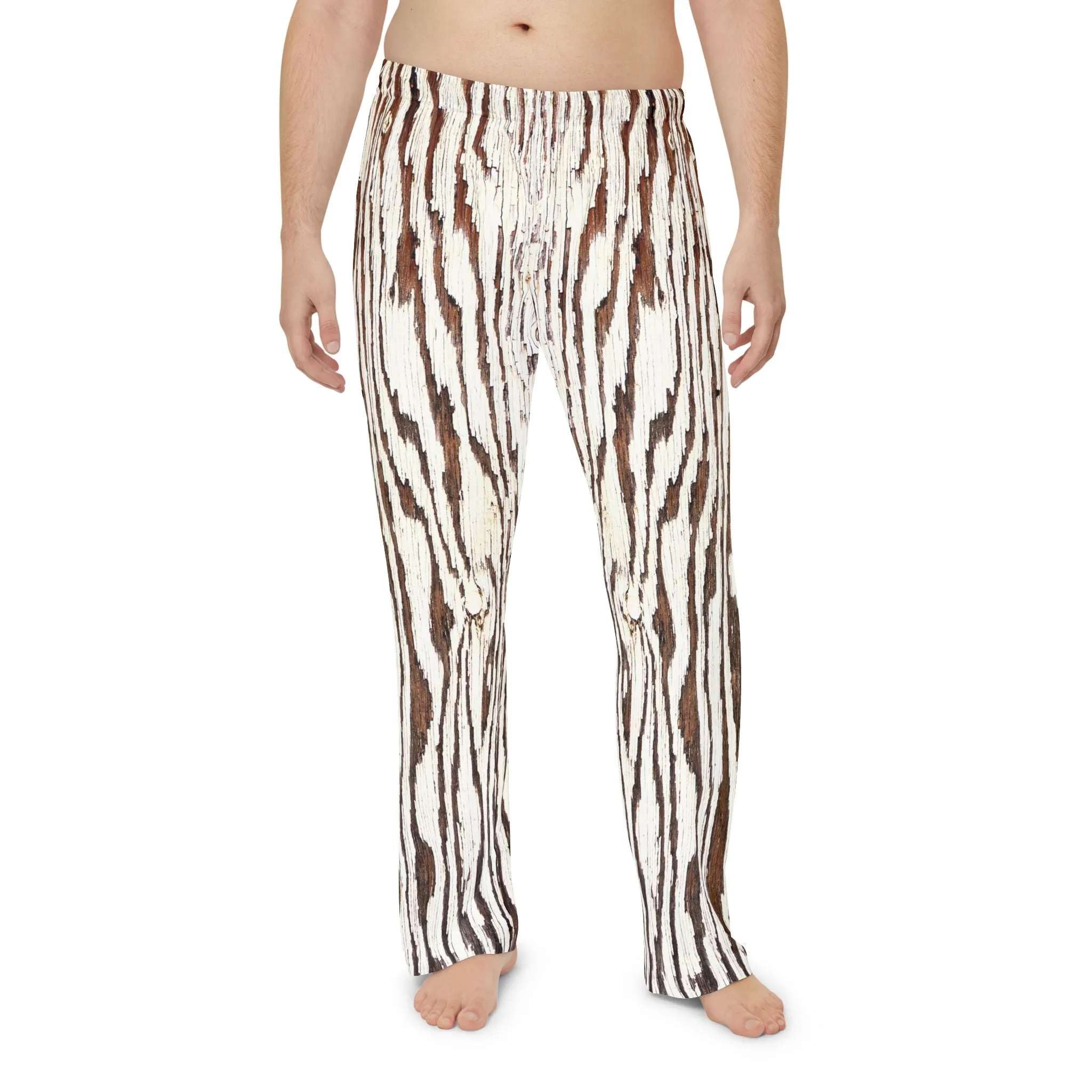 Men's Stylish Woodgrain Pajama Pants - Relaxed Comfort for Home and Leisure