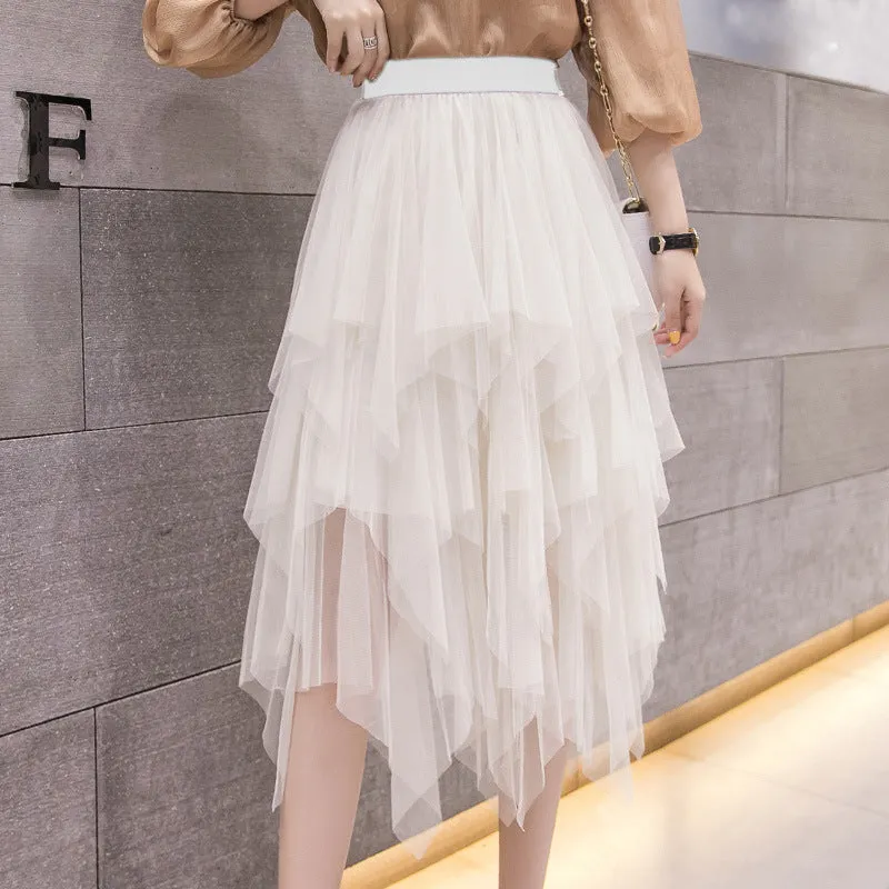 Mesh Tutu Cake Mid-Length Elegant Skirt Niche Fairy Dress Skirt