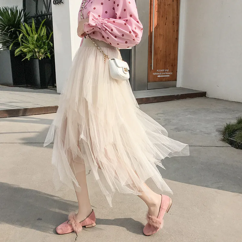 Mesh Tutu Cake Mid-Length Elegant Skirt Niche Fairy Dress Skirt