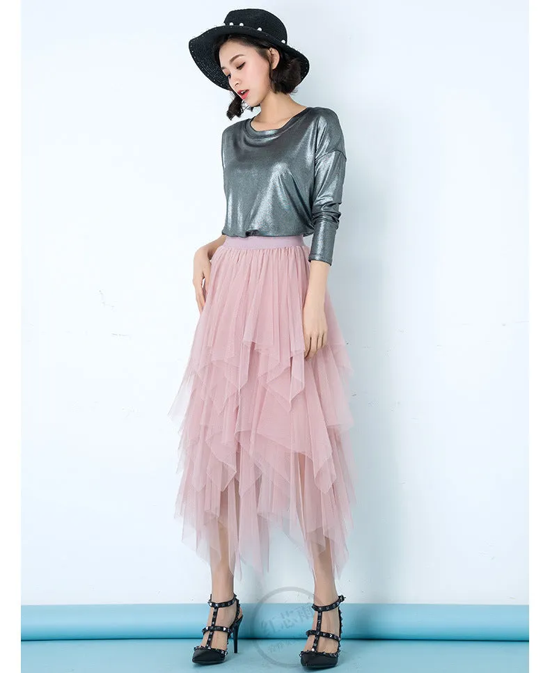 Mesh Tutu Cake Mid-Length Elegant Skirt Niche Fairy Dress Skirt