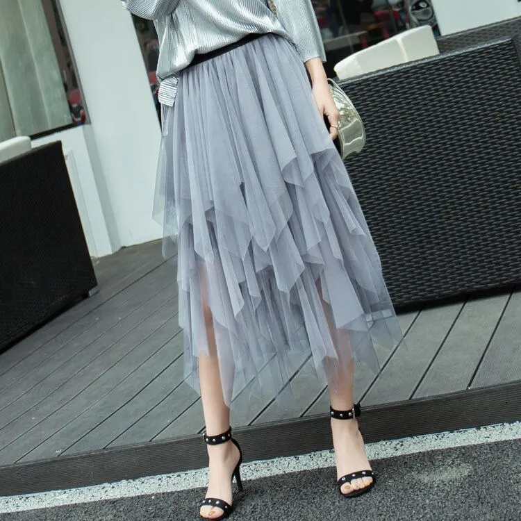 Mesh Tutu Cake Mid-Length Elegant Skirt Niche Fairy Dress Skirt