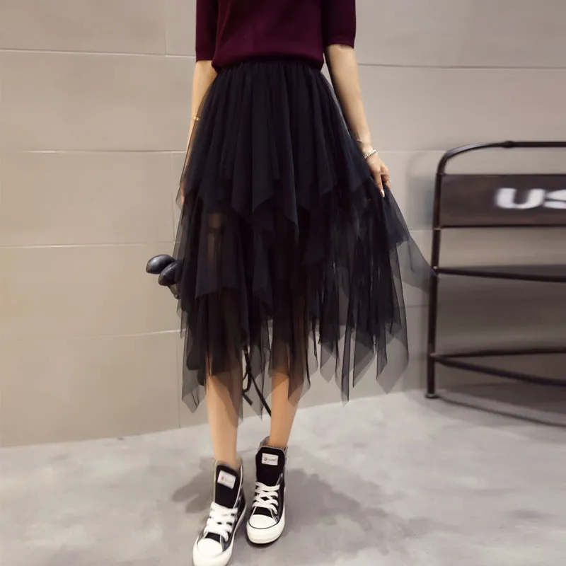 Mesh Tutu Cake Mid-Length Elegant Skirt Niche Fairy Dress Skirt