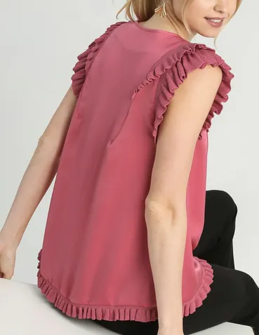 Michelle Mixed Media Layered Cap Sleeve Top