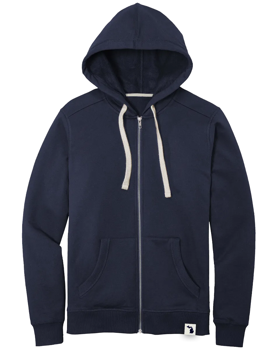 Michigan Hem Tag Zip Hoodie