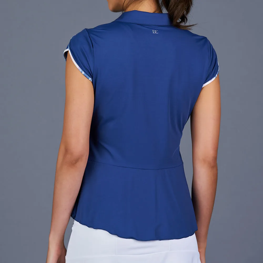 NY Square Tulip-Sleeve Collar Top (Navy)