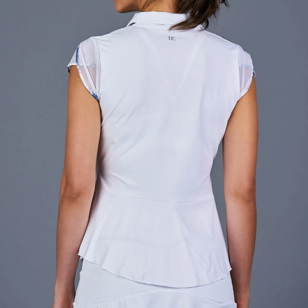 NY Square Tulip-Sleeve Collar Top (white)