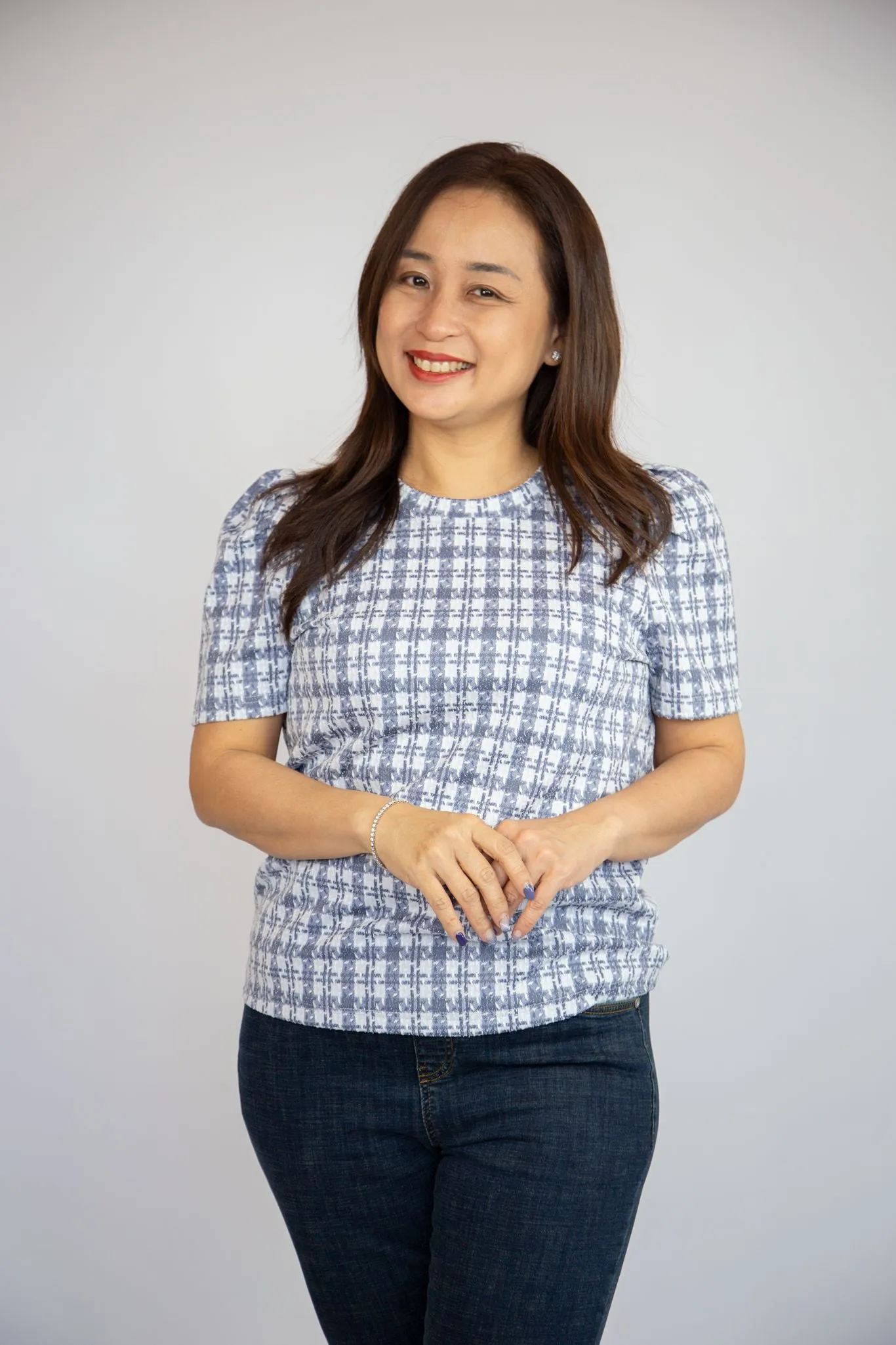 Plaid Puff Sleeve Blouse