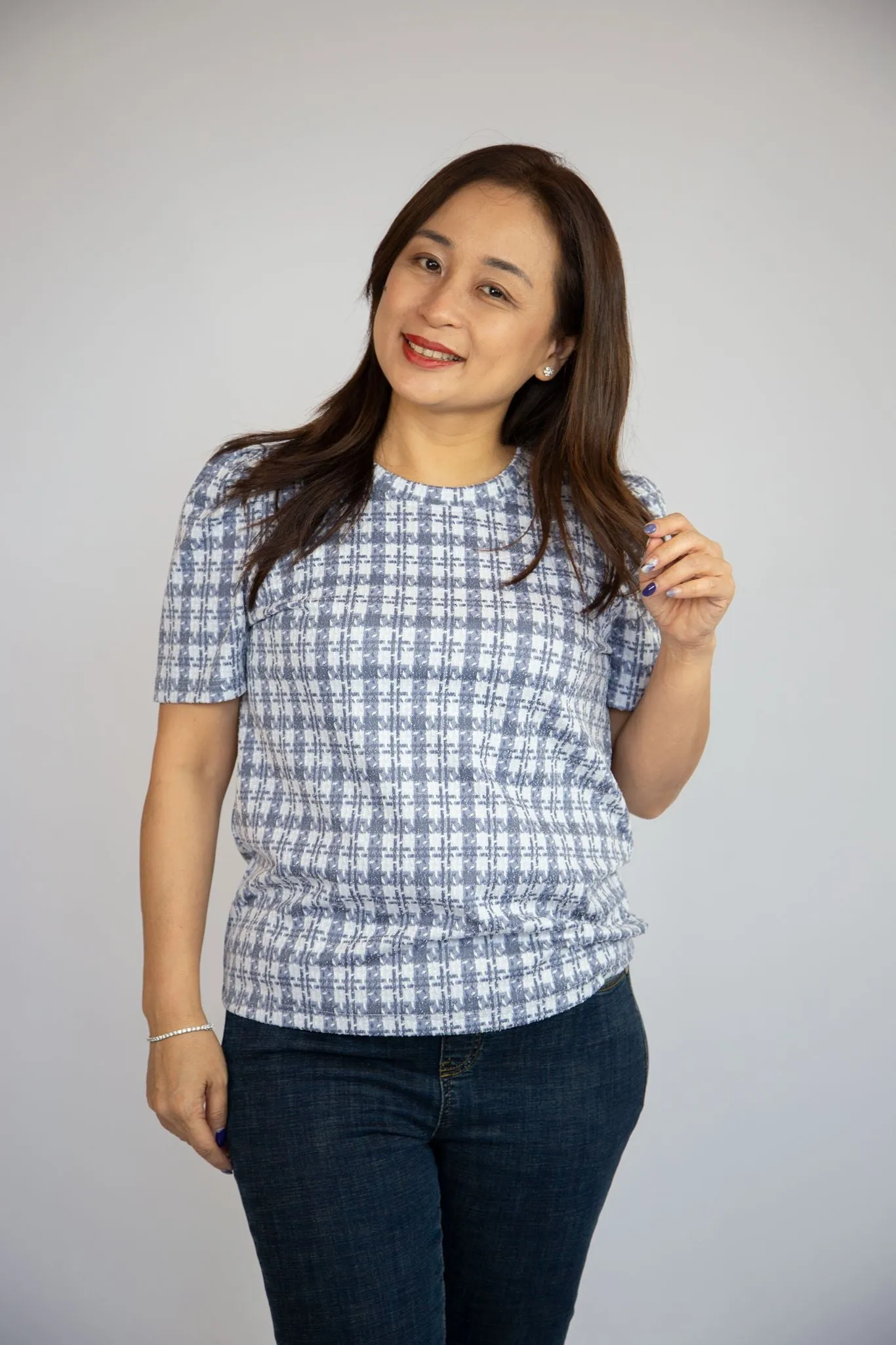 Plaid Puff Sleeve Blouse