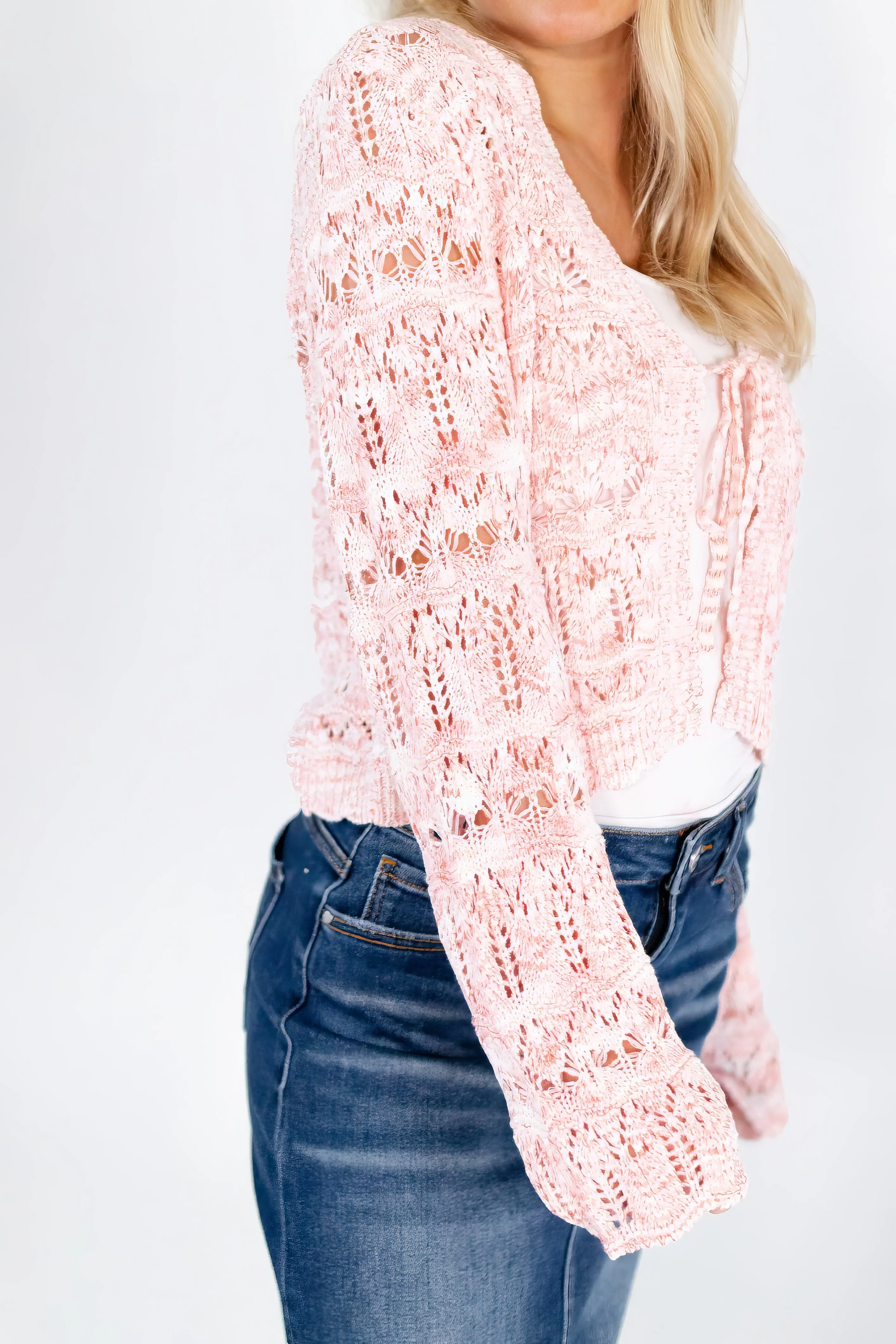 Pointelle Tie Front Cardigan