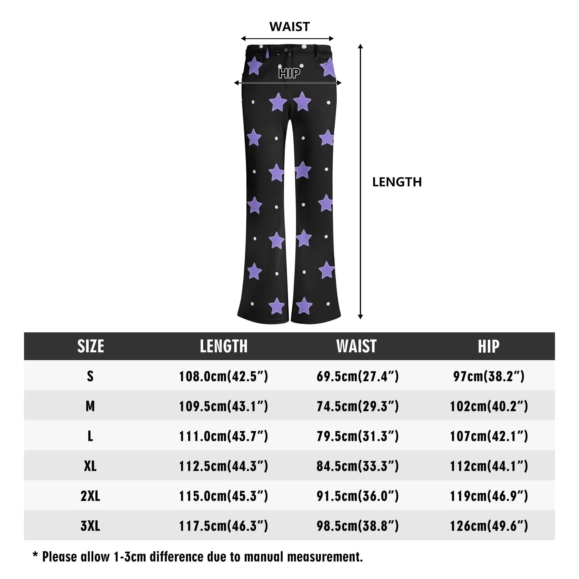 Purple Stars Flare Pants