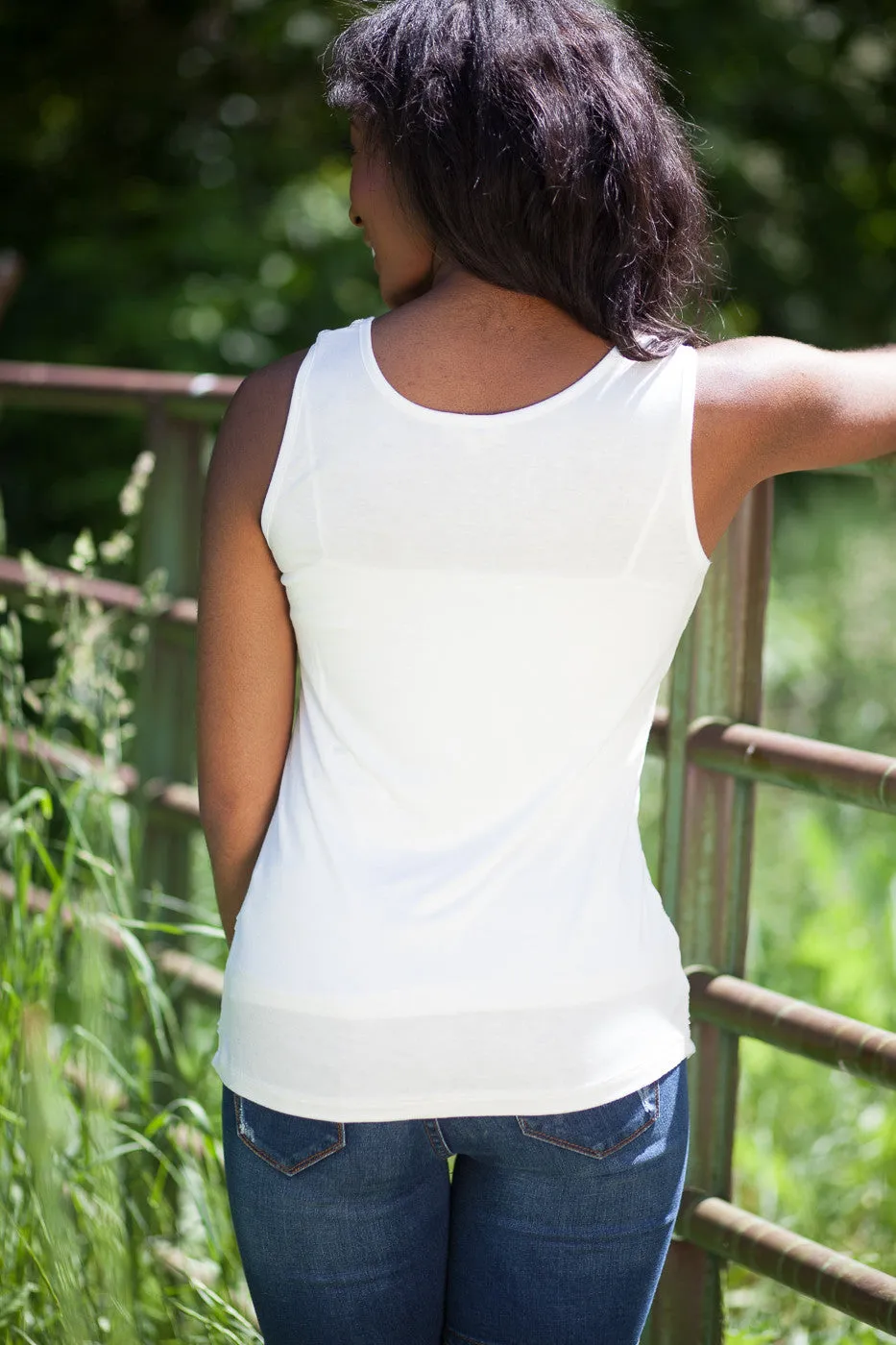 Salem Lace Front Tank Top - Ivory