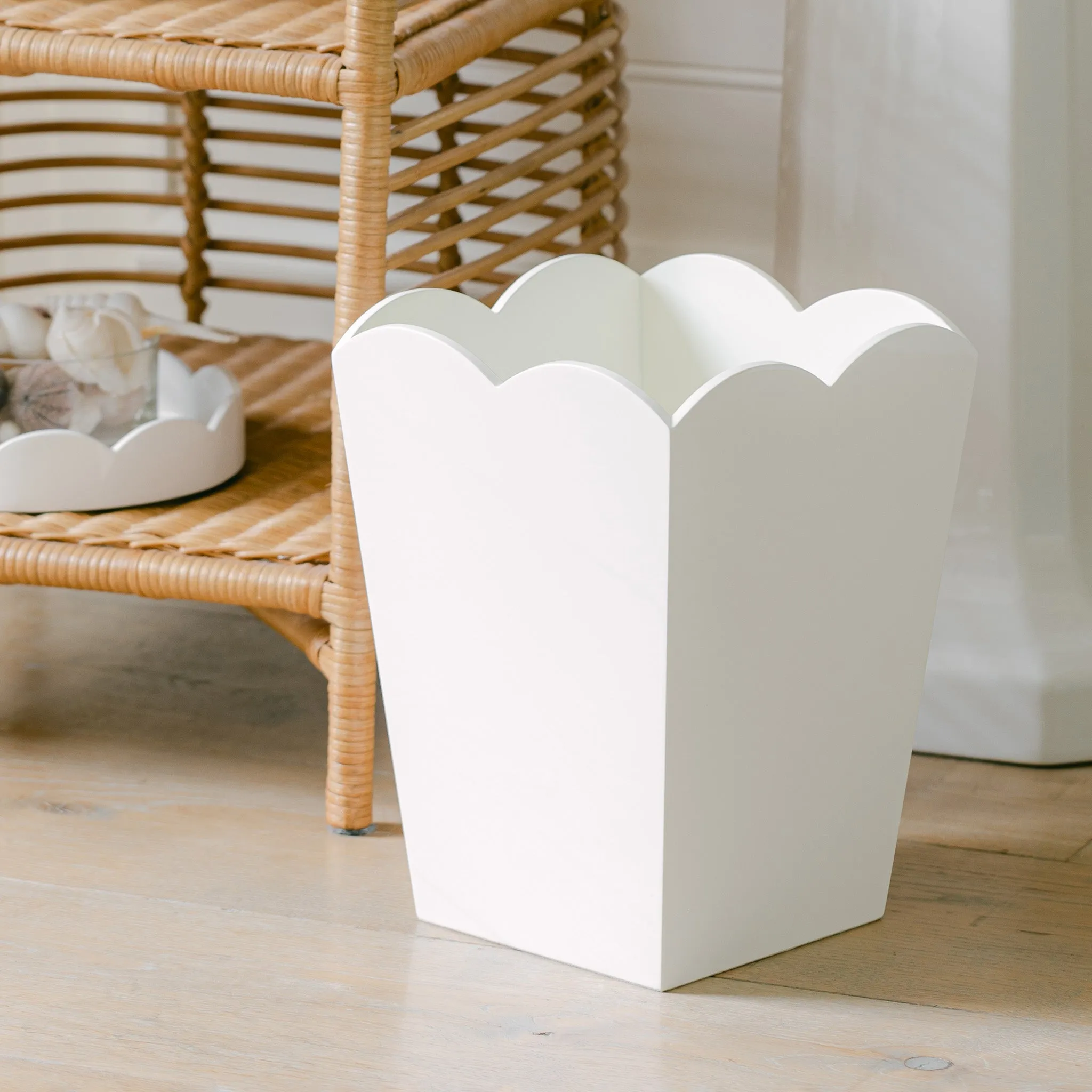 Scalloped Bin White