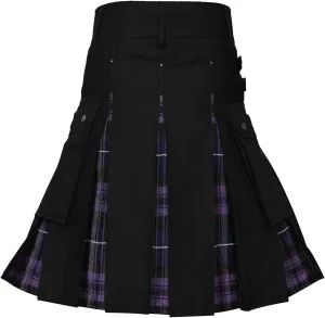 Scottish Tartan Kilt for Men Contrast Color Pocket Pleated Skirt Utility Hybrid Pleated Skirts Irish Kilts for Men