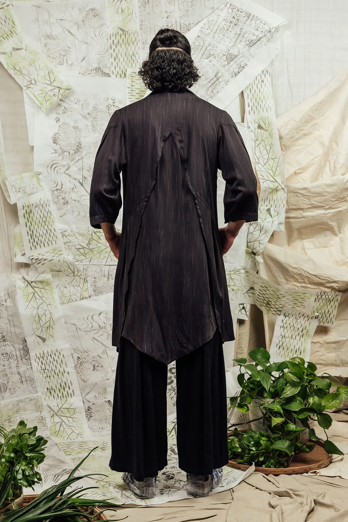 SL24 TAO LONG SHIRT - ONYX SLUB STRIPE