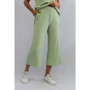 Soft Works Women's Rib Knit Wide Leg Crop Pants