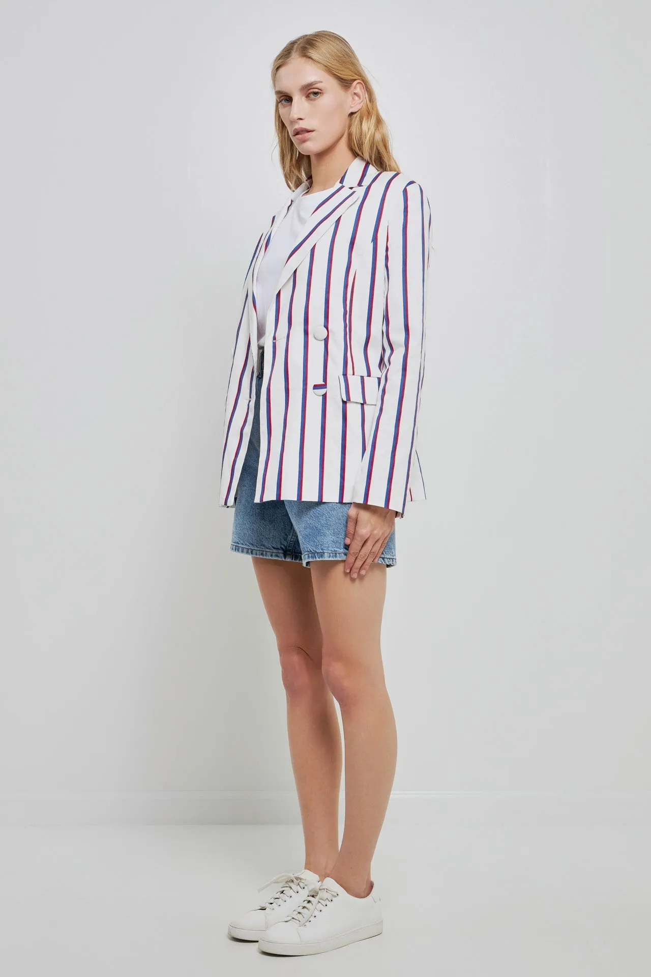 Striped Double Breasted Blazer