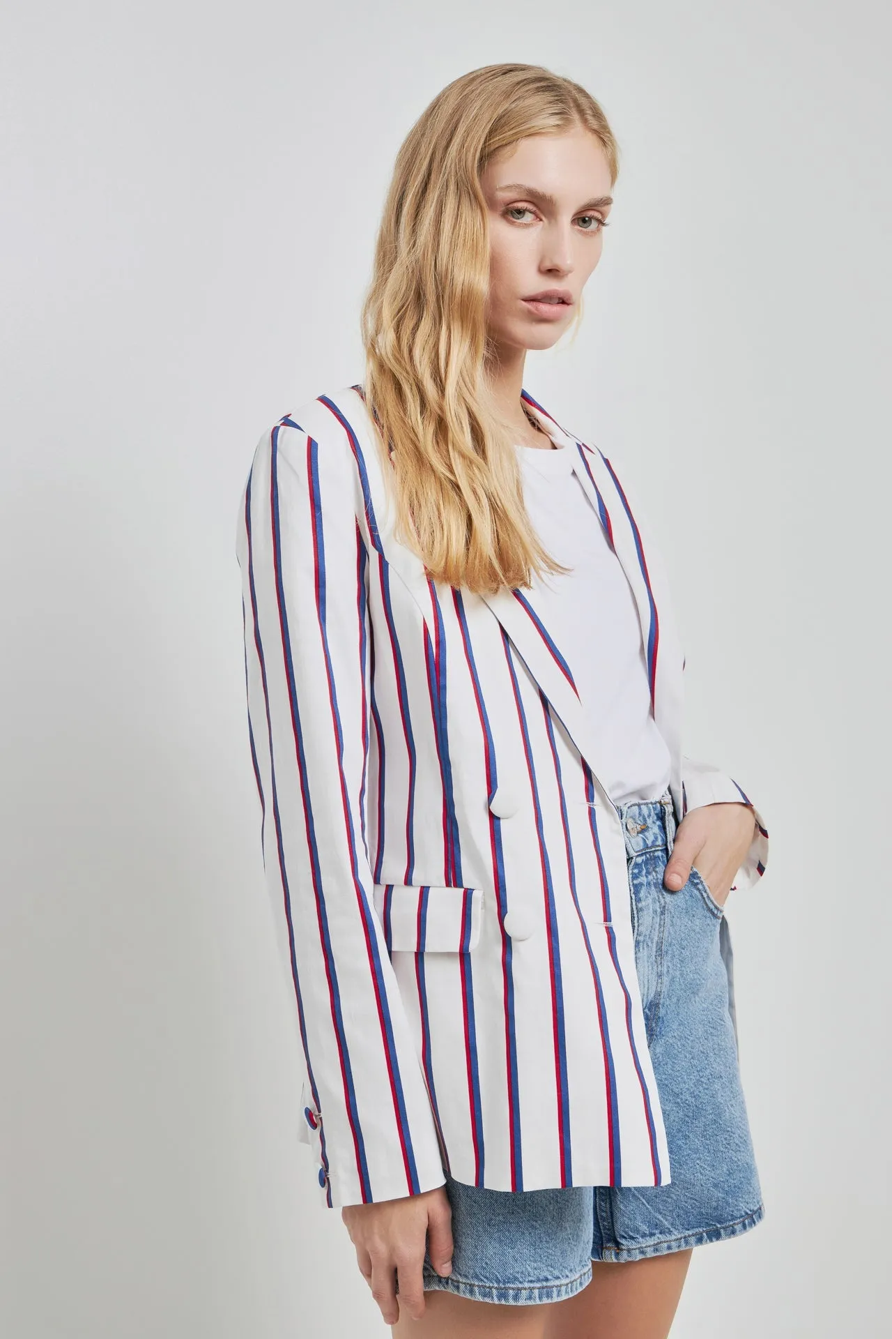 Striped Double Breasted Blazer