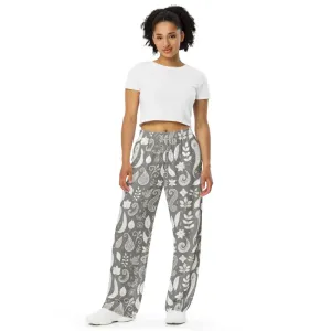 Stylish Paisley Wide Leg Pants with Adjustable Waist