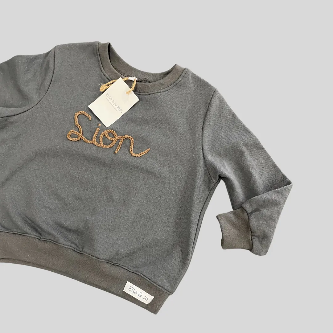Sweater custom name embroidery Solid Grey