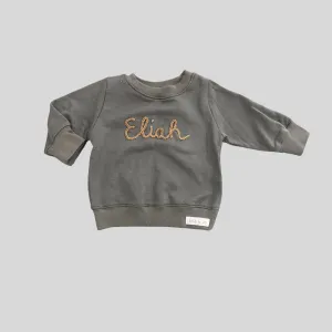 Sweater custom name embroidery Solid Grey
