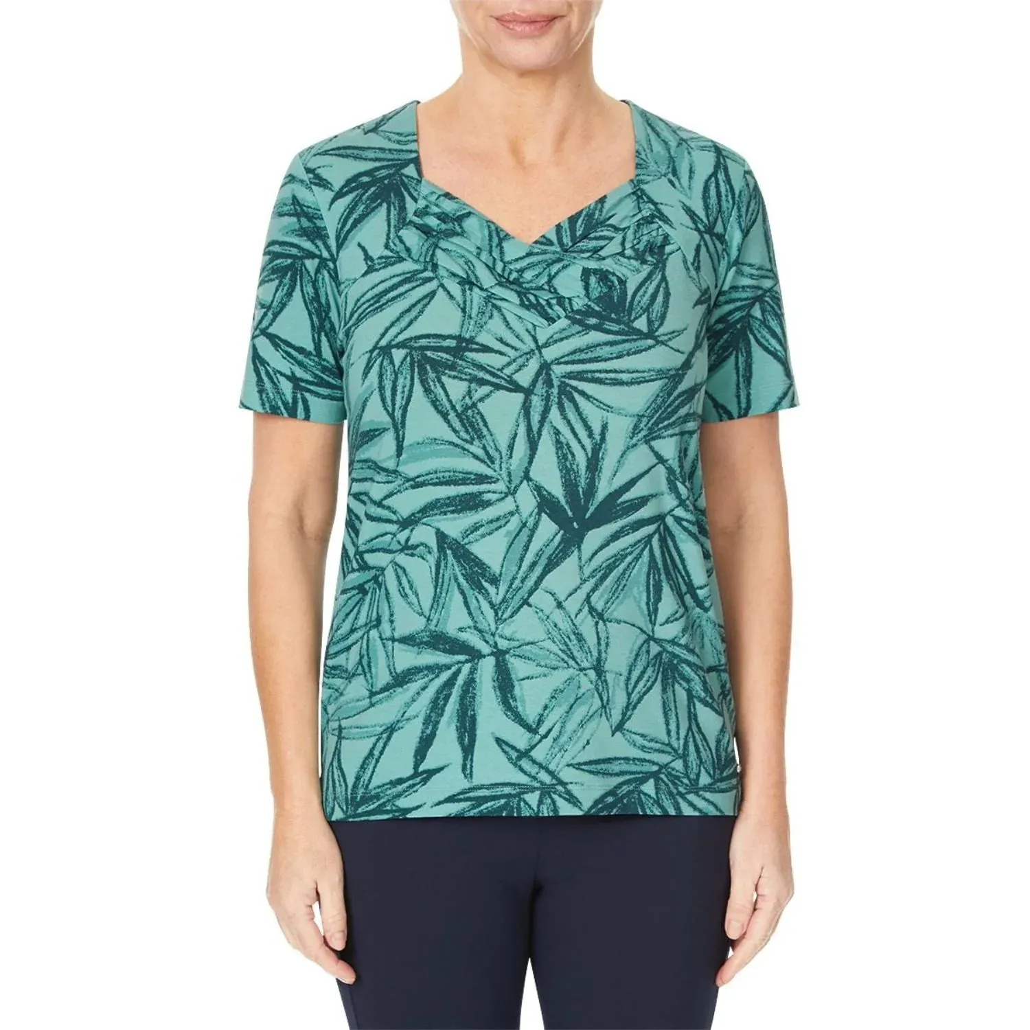 TIGI 10/12 Olive Leaf Ruched Sweetheart Top