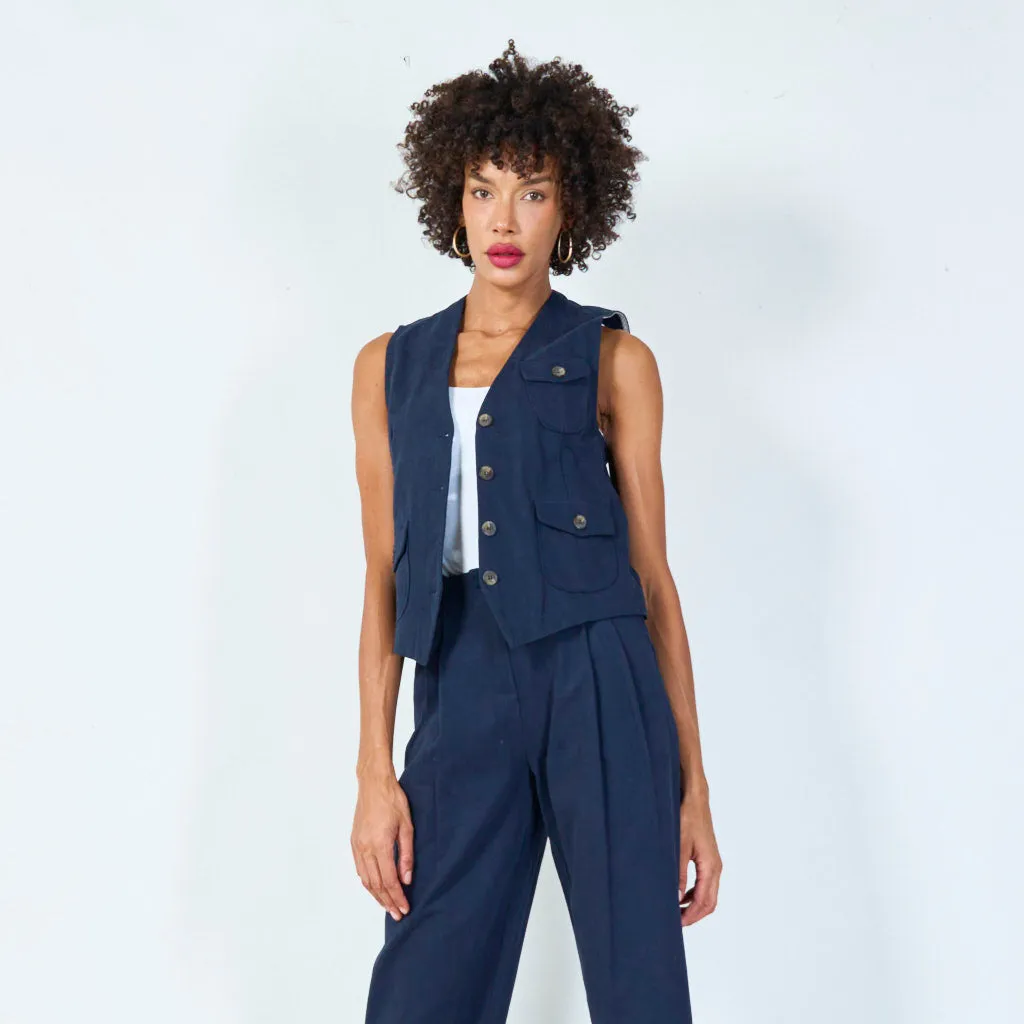 Utility vest with buttoned flap pockets wholesale