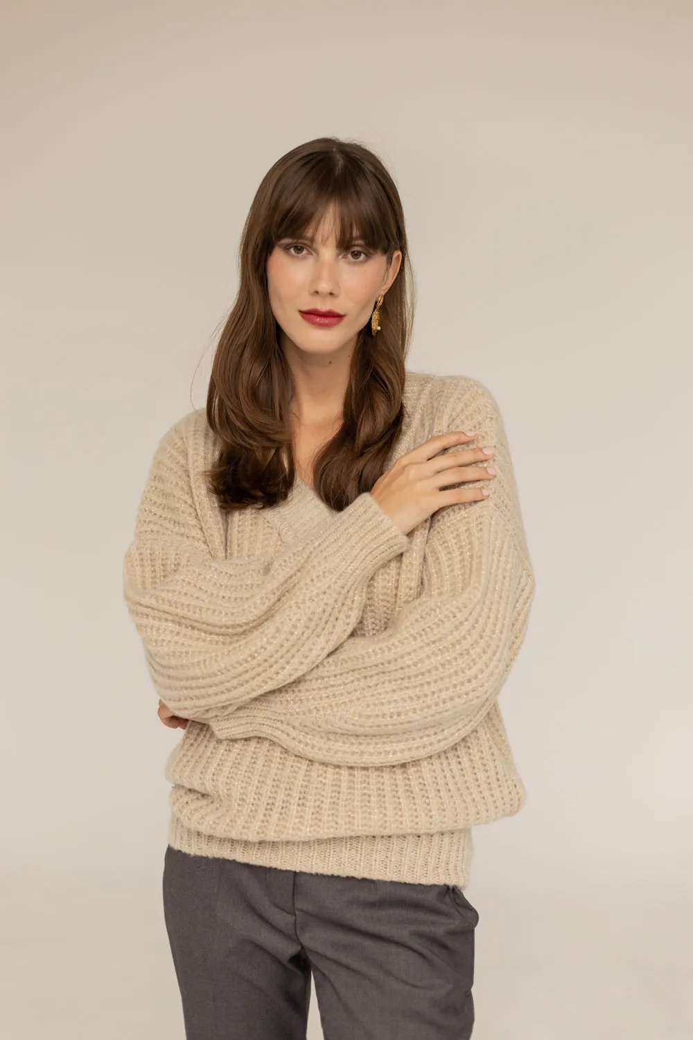 Victoria Merino Wool Sweater - Golden Beige