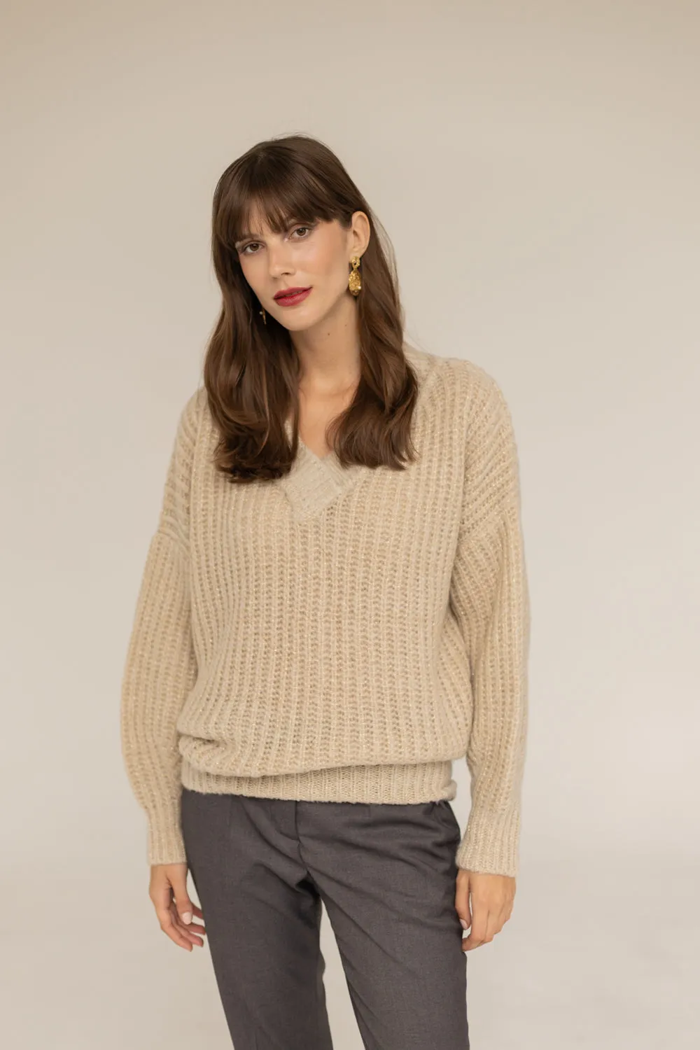 Victoria Merino Wool Sweater - Golden Beige