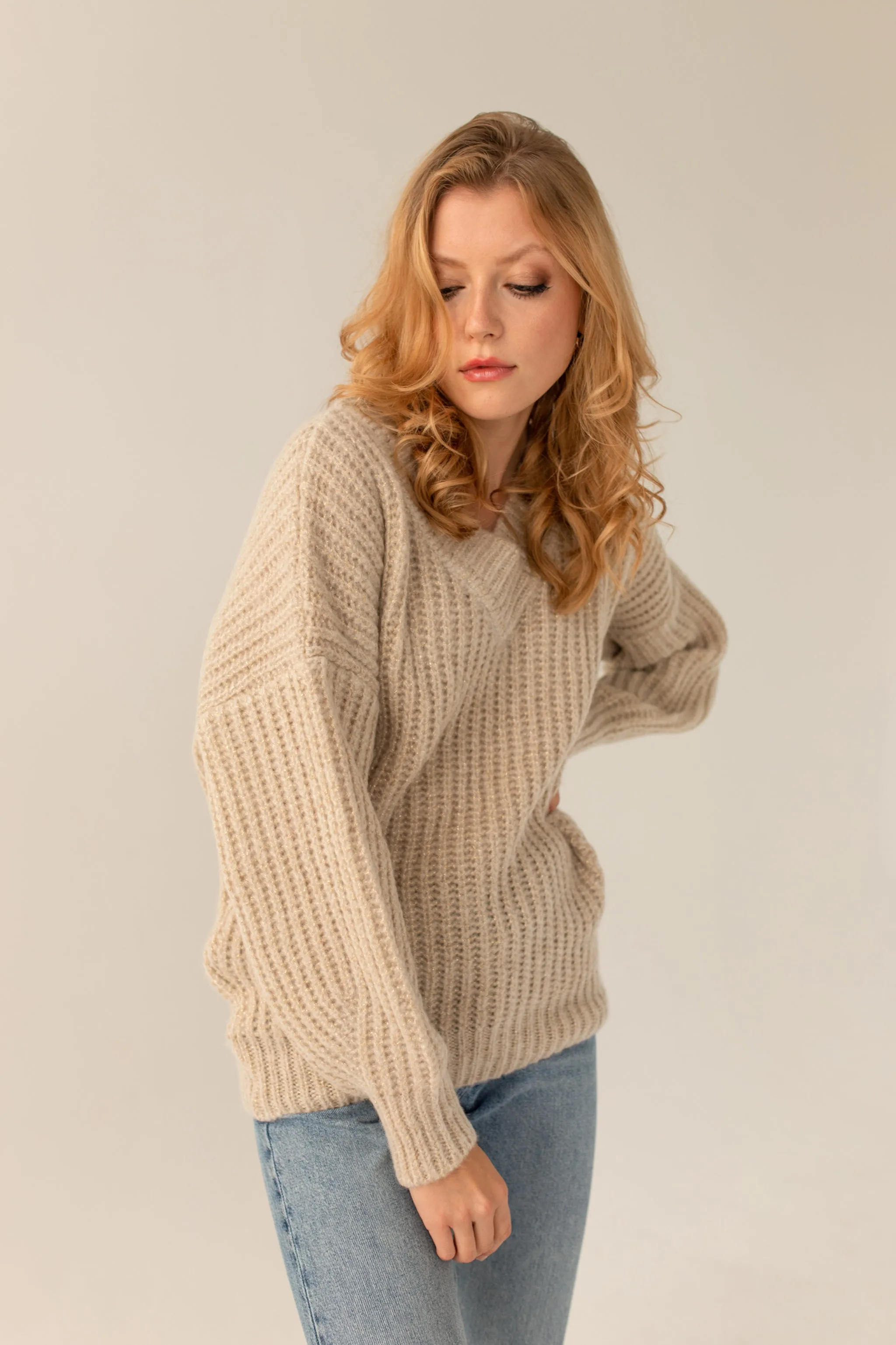 Victoria Merino Wool Sweater - Golden Beige