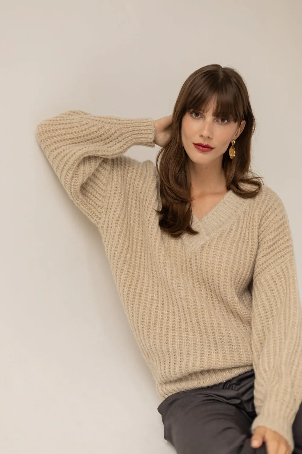 Victoria Merino Wool Sweater - Golden Beige