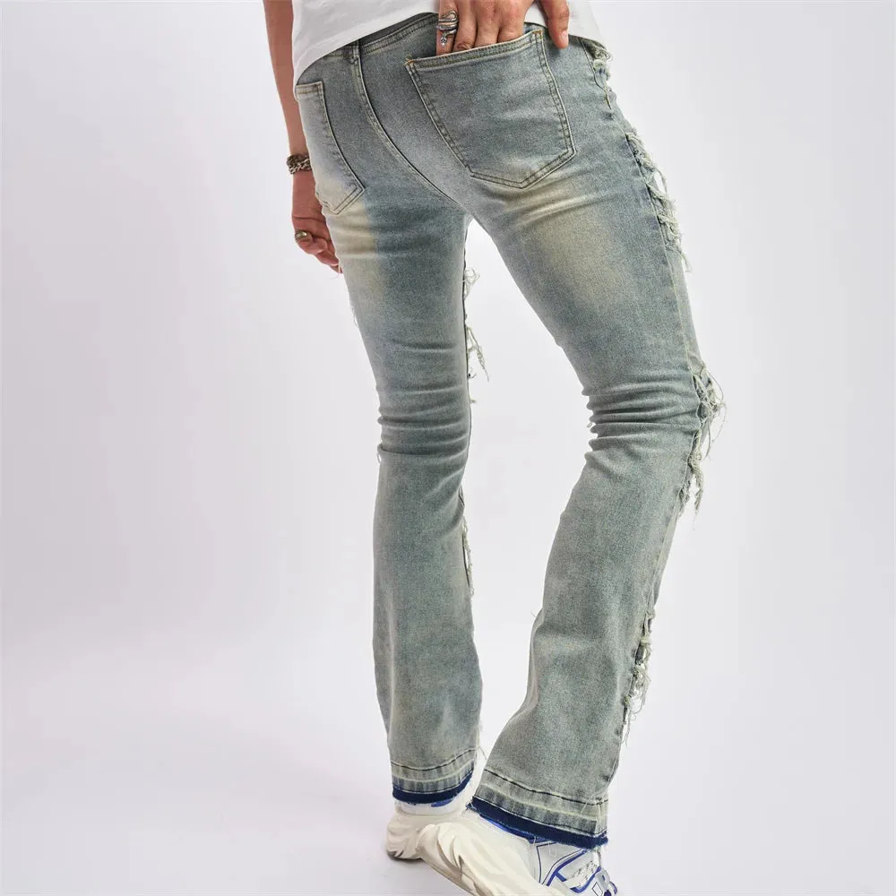 Vintage Stylish Loose Ripped Patch Jeans