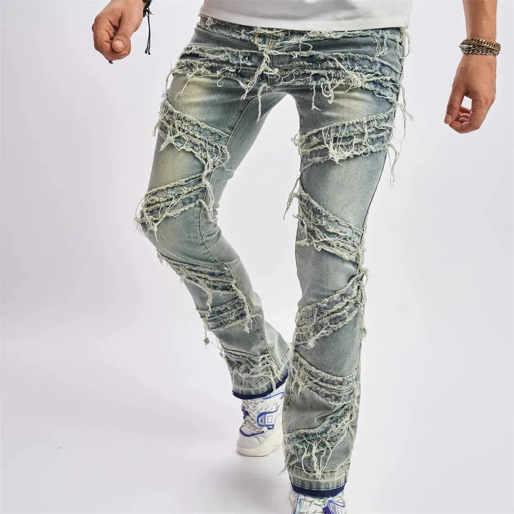 Vintage Stylish Loose Ripped Patch Jeans