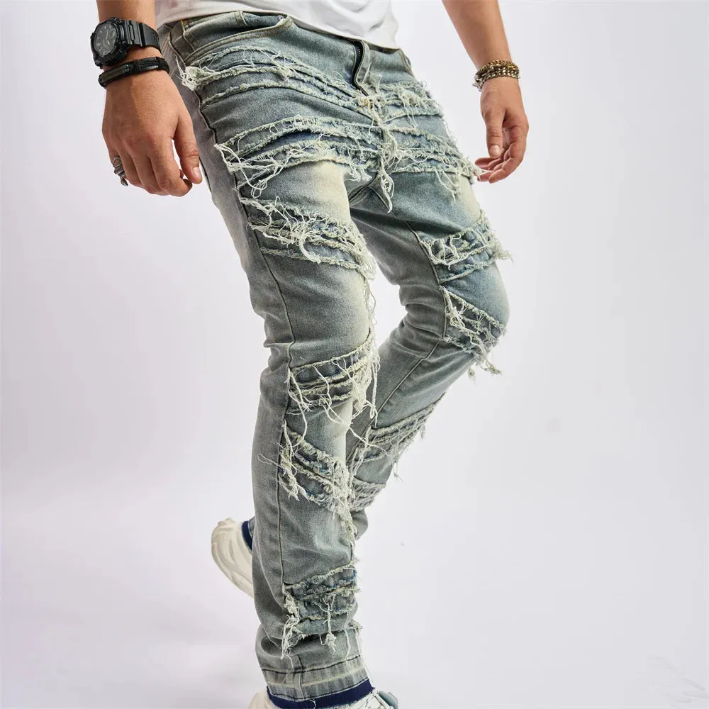 Vintage Stylish Loose Ripped Patch Jeans