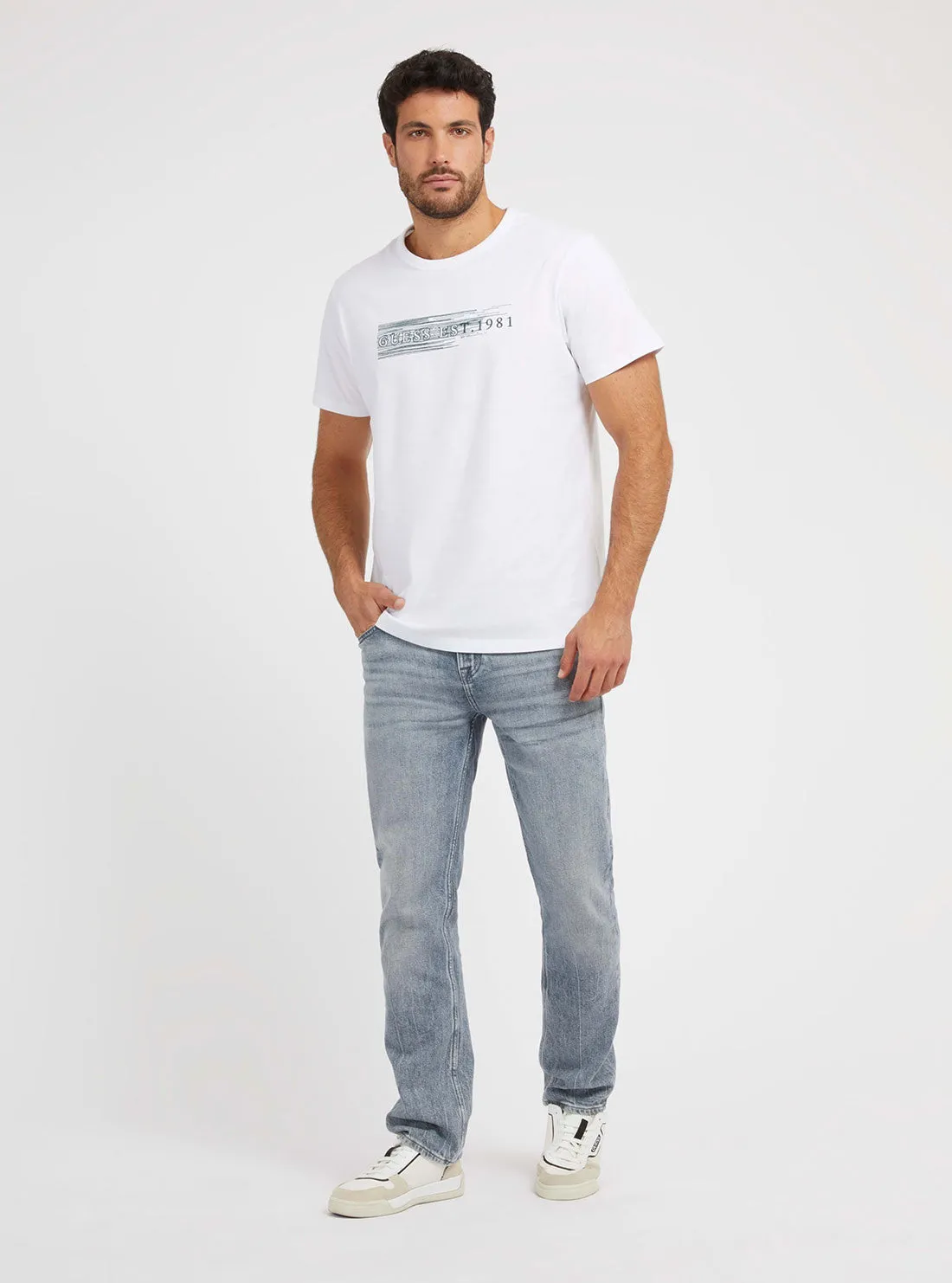 White Logo Embroidered T-Shirt