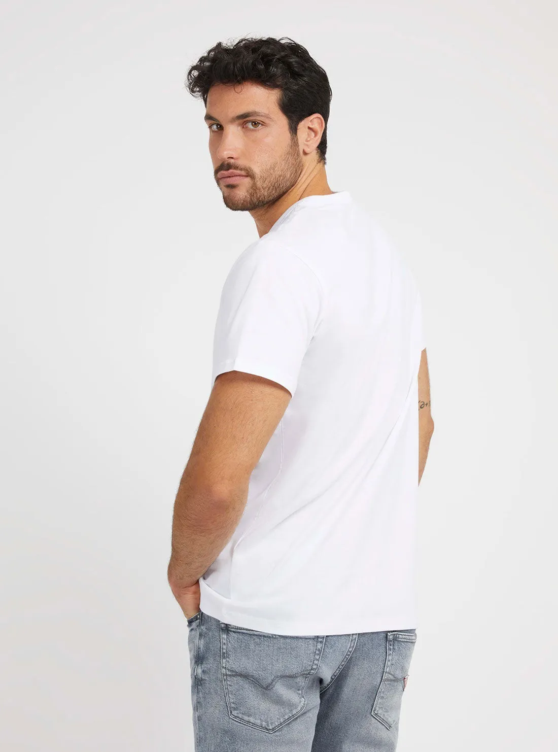White Logo Embroidered T-Shirt