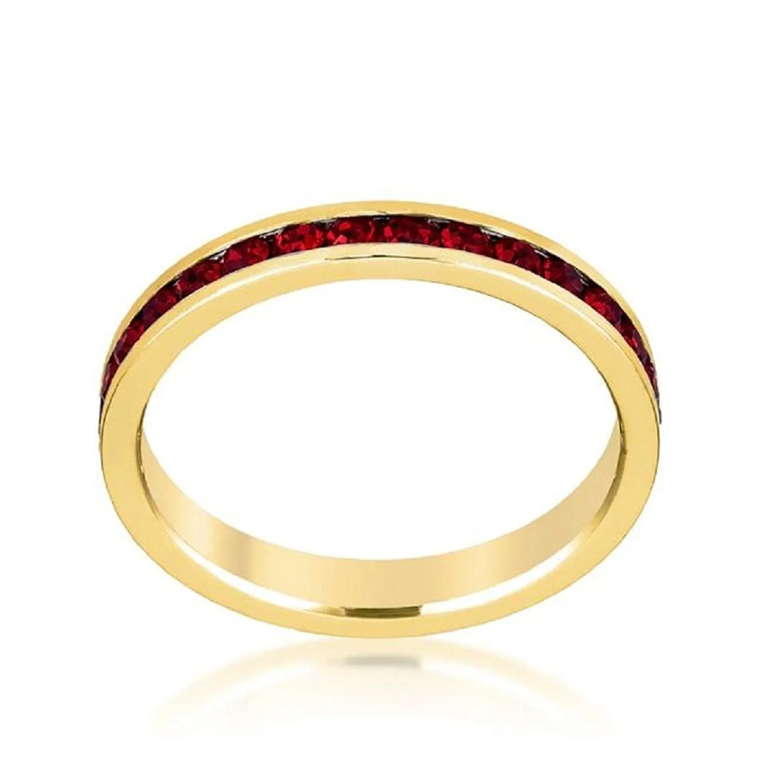 WildKlass Stylish Stackables with Garnet in Gold Crystal Ring