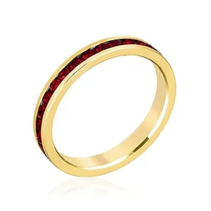 WildKlass Stylish Stackables with Garnet in Gold Crystal Ring
