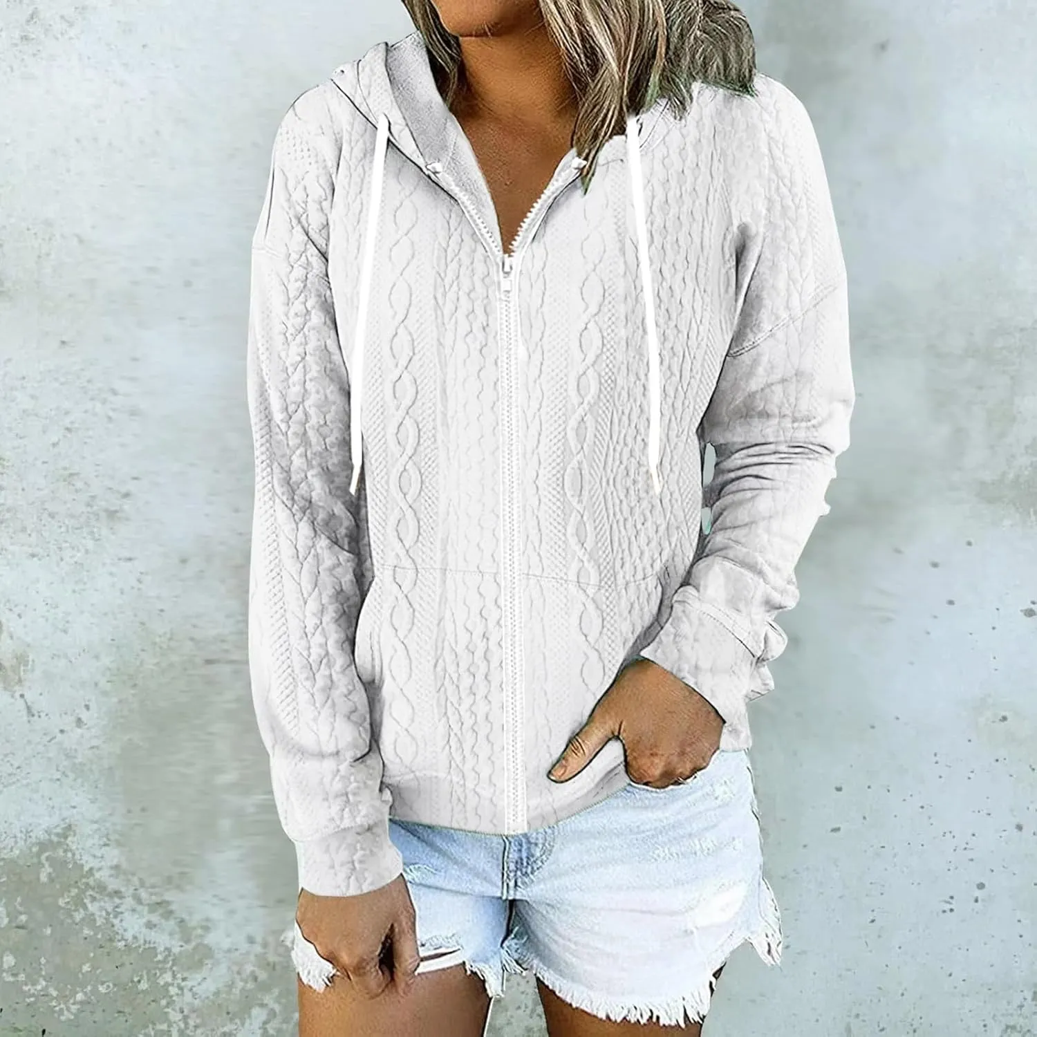 Women Hoodies Zip Up Casual Sweatshirt Long Sleeve Oversized Hoodie Plus Size Fall Jacket Coat Outfits with Pockets