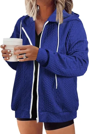 Women Hoodies Zip Up Casual Sweatshirt Long Sleeve Oversized Hoodie Plus Size Fall Jacket Coat Outfits with Pockets