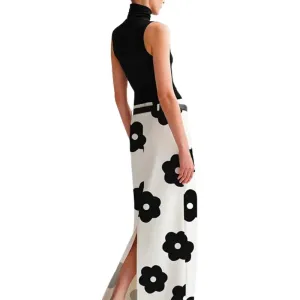 Women's Floral Print Split-Back Elegant Skirts
