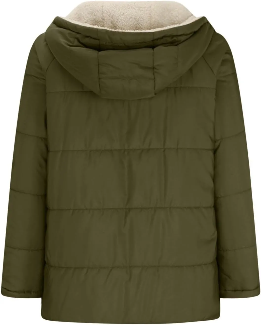Womens Winter Coats Reversible Puffer Jacket Sherpa Fleece Zip Hoodie Warm Down Coat Oversized Trendy Outerwear Pocket