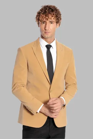 WSS Wide Lapel Velvet Apricot Men Blazer  - Singen