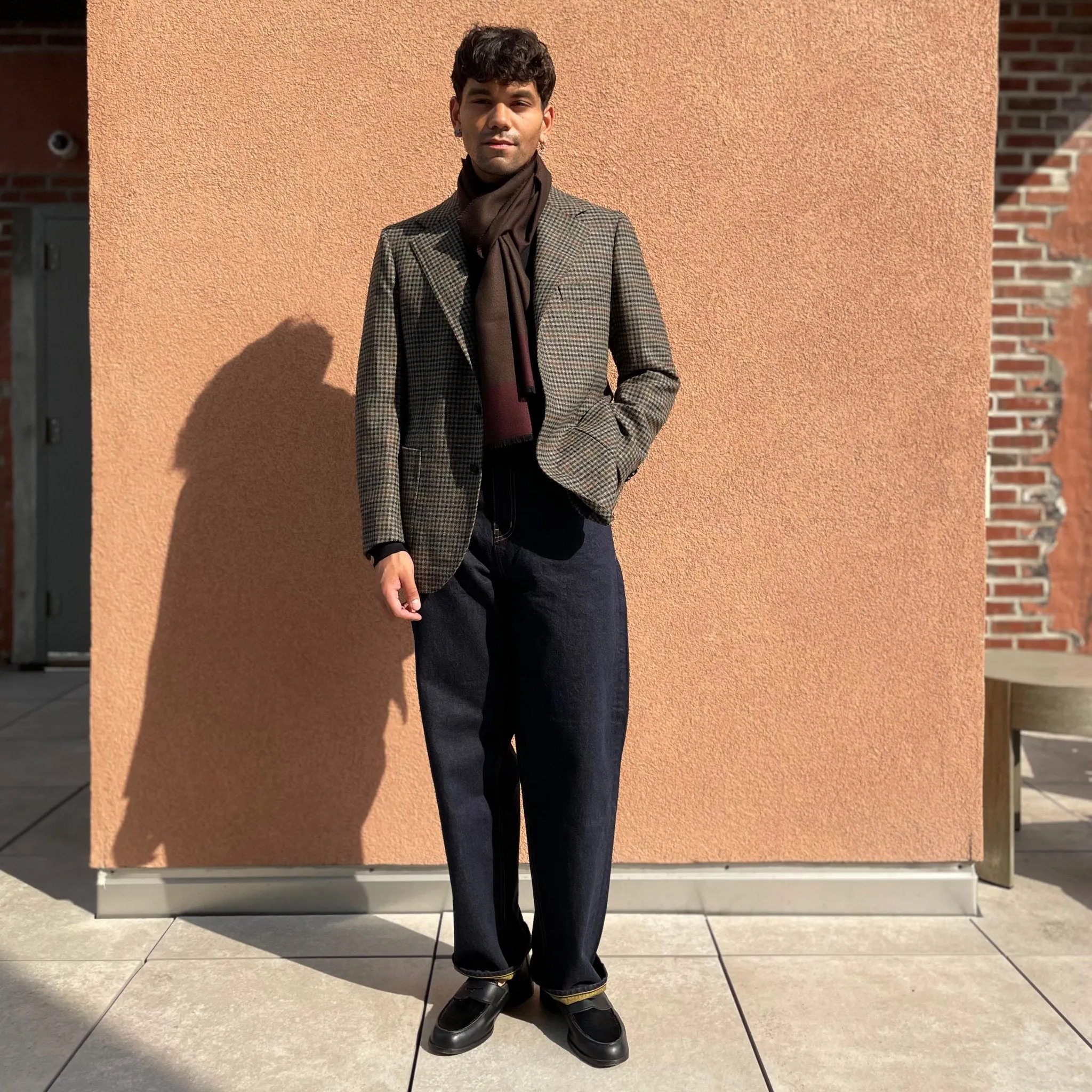 x Sartoria Carrara x Fox: Sport coat in Old Silver, Naval Blue & Copper gun club wool