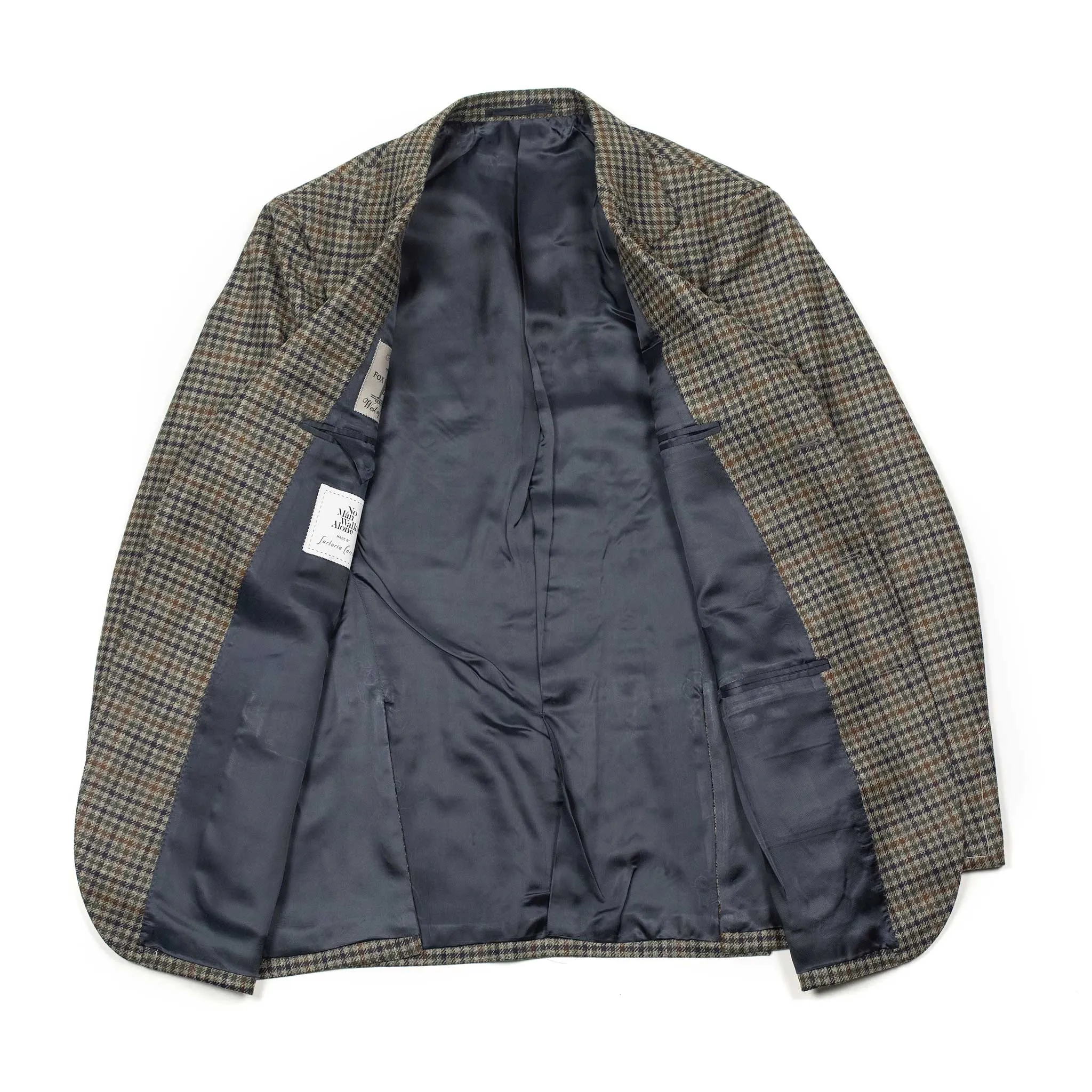 x Sartoria Carrara x Fox: Sport coat in Old Silver, Naval Blue & Copper gun club wool