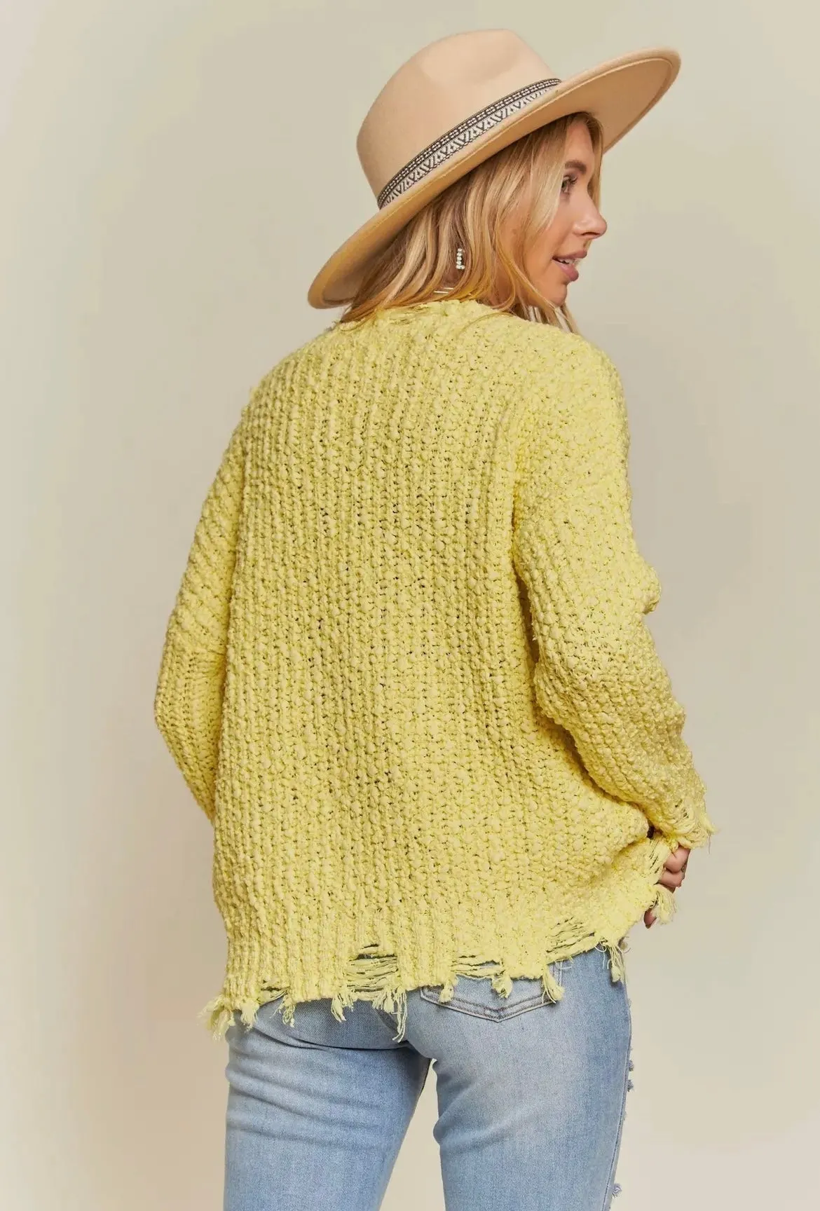 YELLOW POPCORN DISTRESS OVERSIZE SW